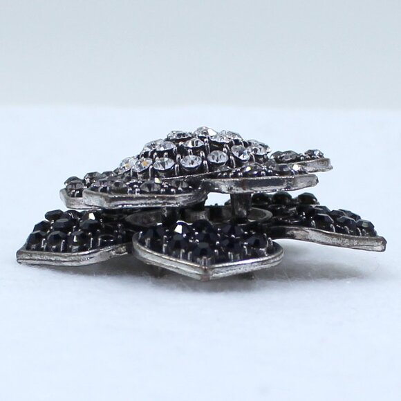 Silver Black and Clear Multi Level Flower Shaped Scarf or Bolo Slide - Picture 9 of 11